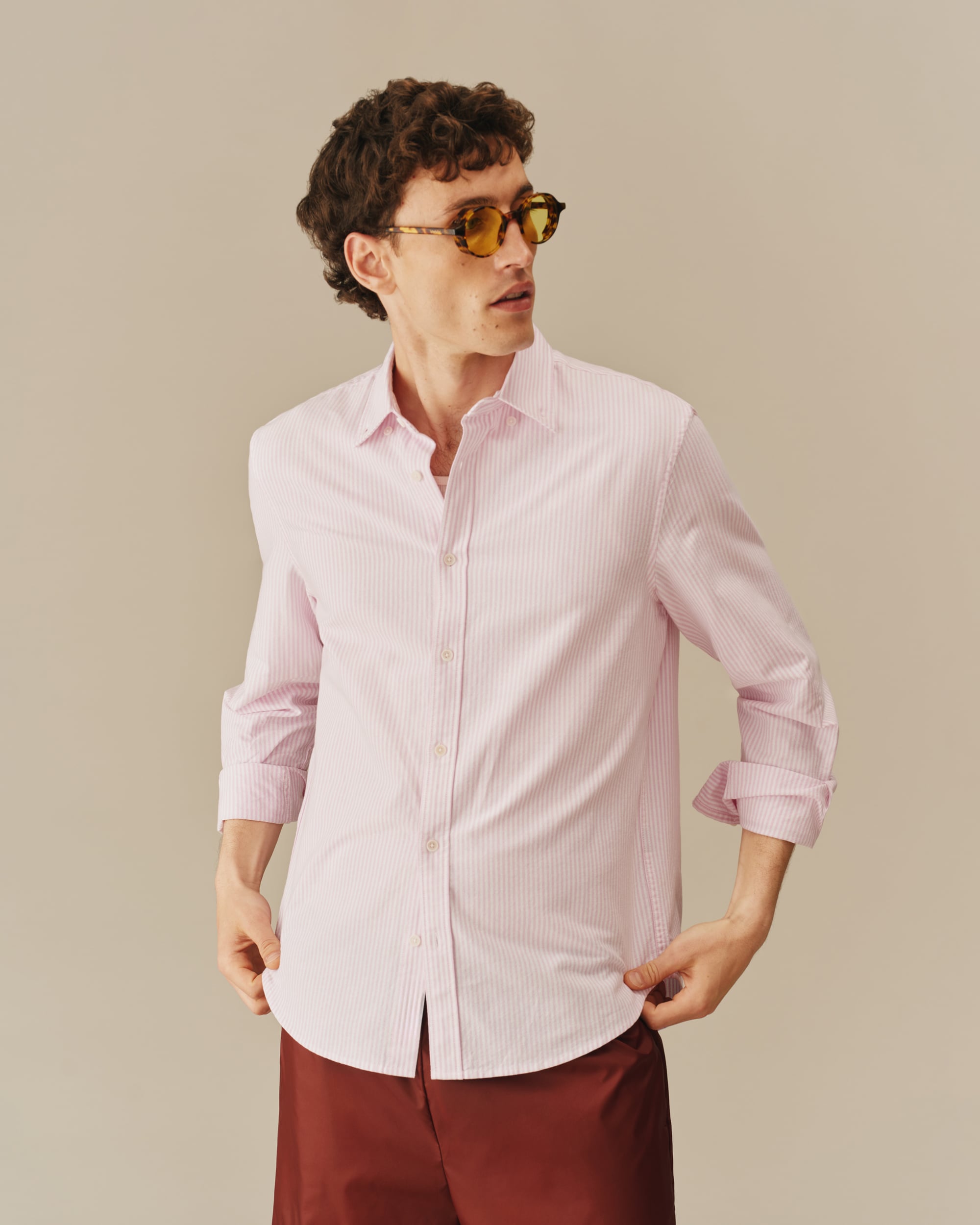 Painterly print long-sleeve blouse on a ghost mannequin