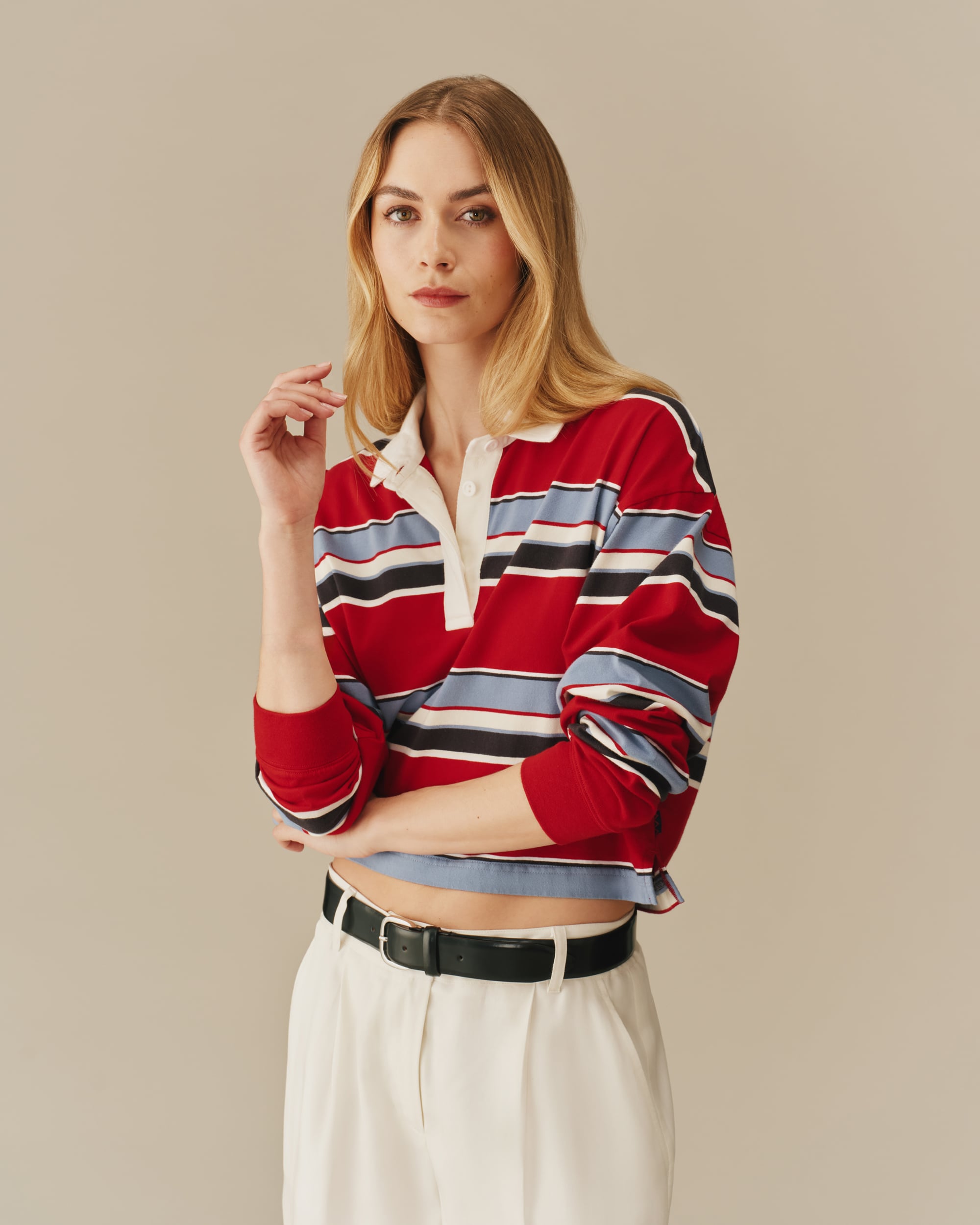 Floral sheer blouse retouched for e-commerce