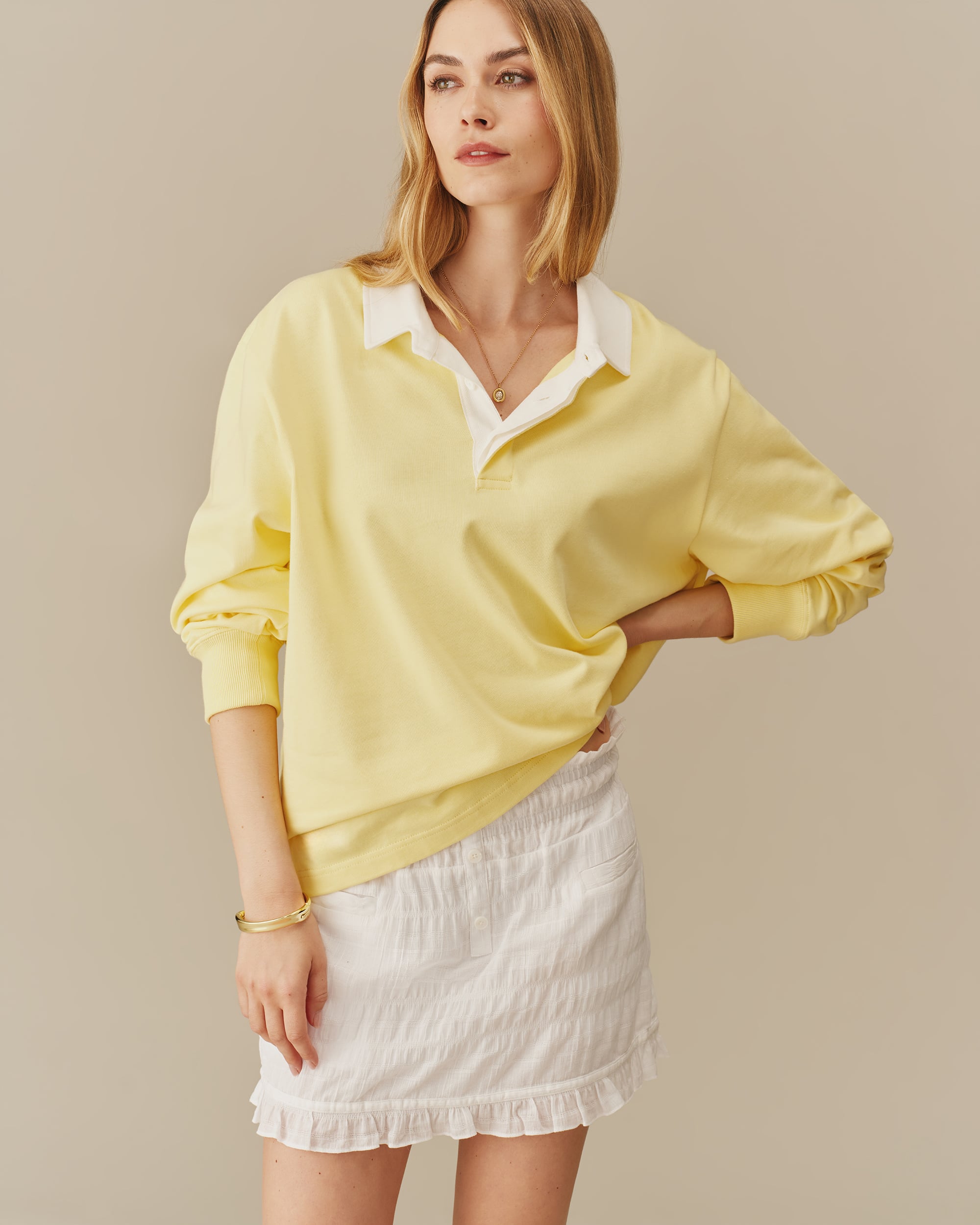 Floral sheer blouse retouched for e-commerce