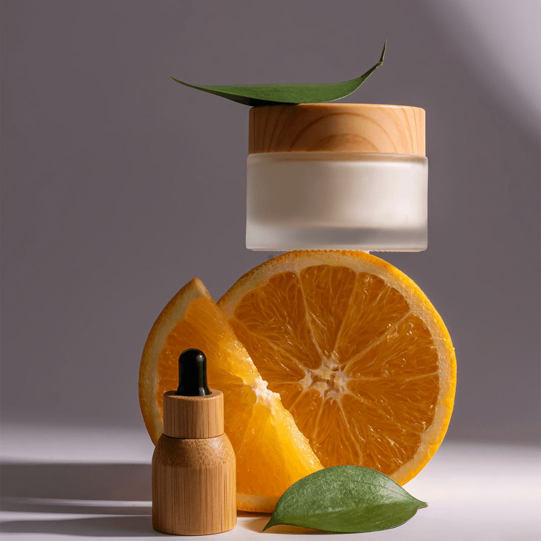 Skincare product imagery with surface and packaging detail