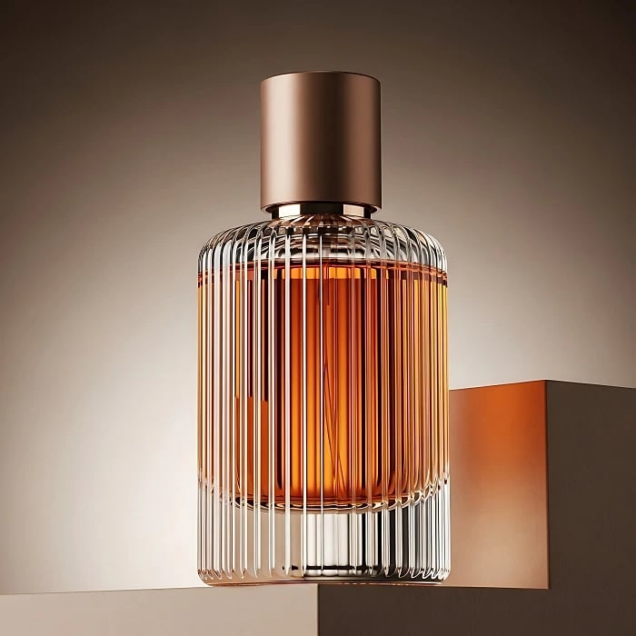 Ribbed glass fragrance bottle